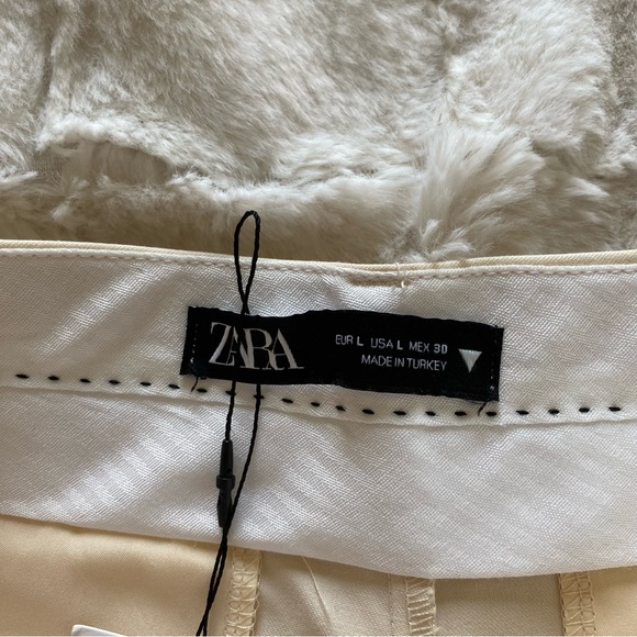 Zara Cream Tan Wide Leg High Waist Full Length Pants Size Large - Picture 6 of 14